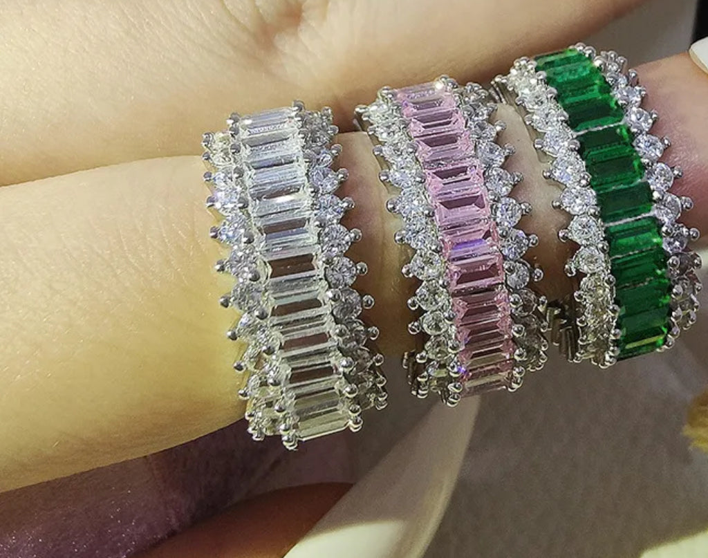 3 Row Full Diamond Ring