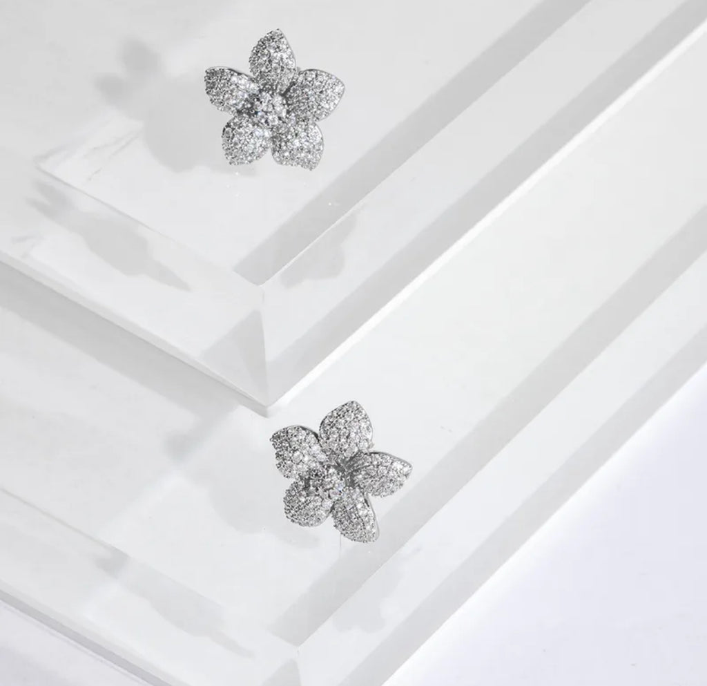Diamond Flower Earrings