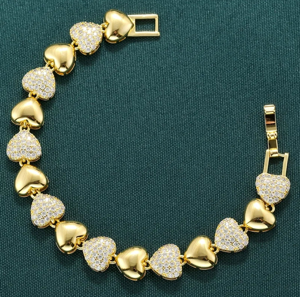 Bubble Heart Shaped Bracelet & Necklace Set