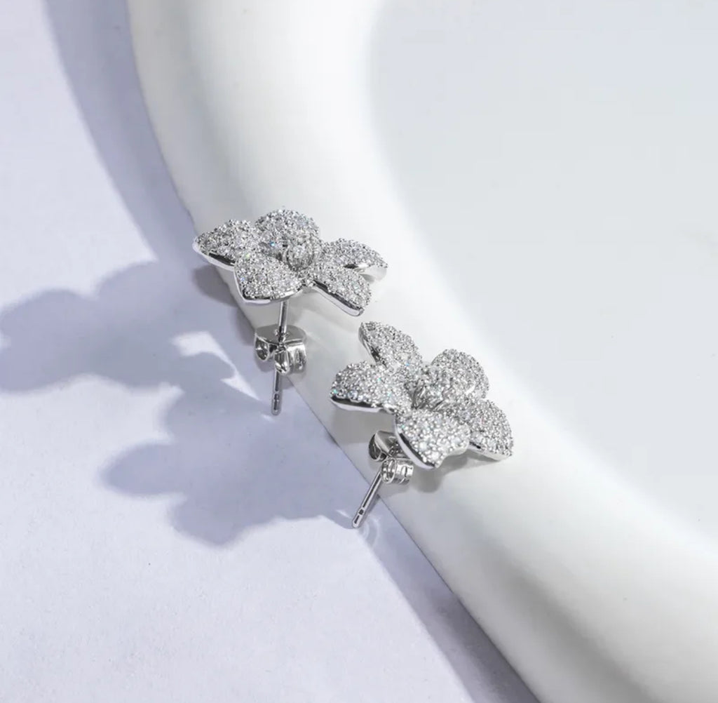 Diamond Flower Earrings