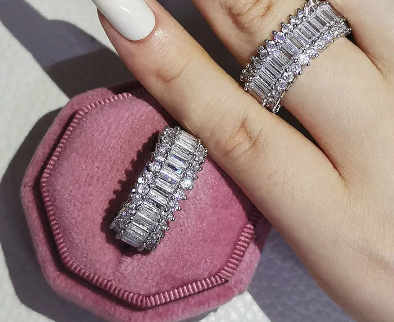 3 Row Full Diamond Ring