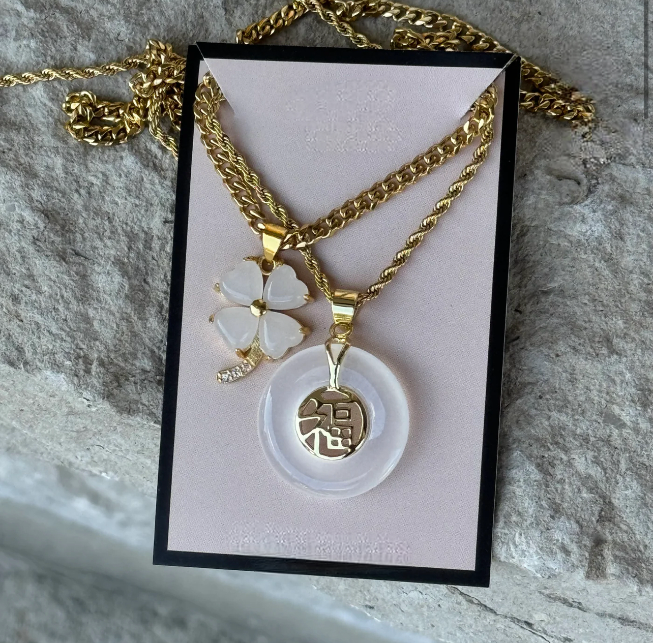 White Lucky Clover Mini Jade Set