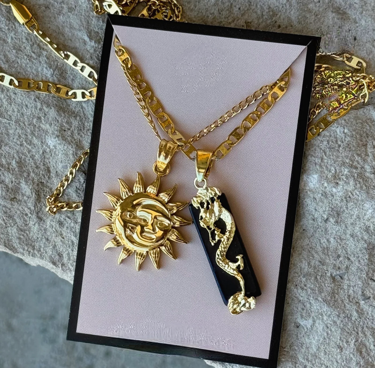 Sun & Moon Dragon Black Jade Set