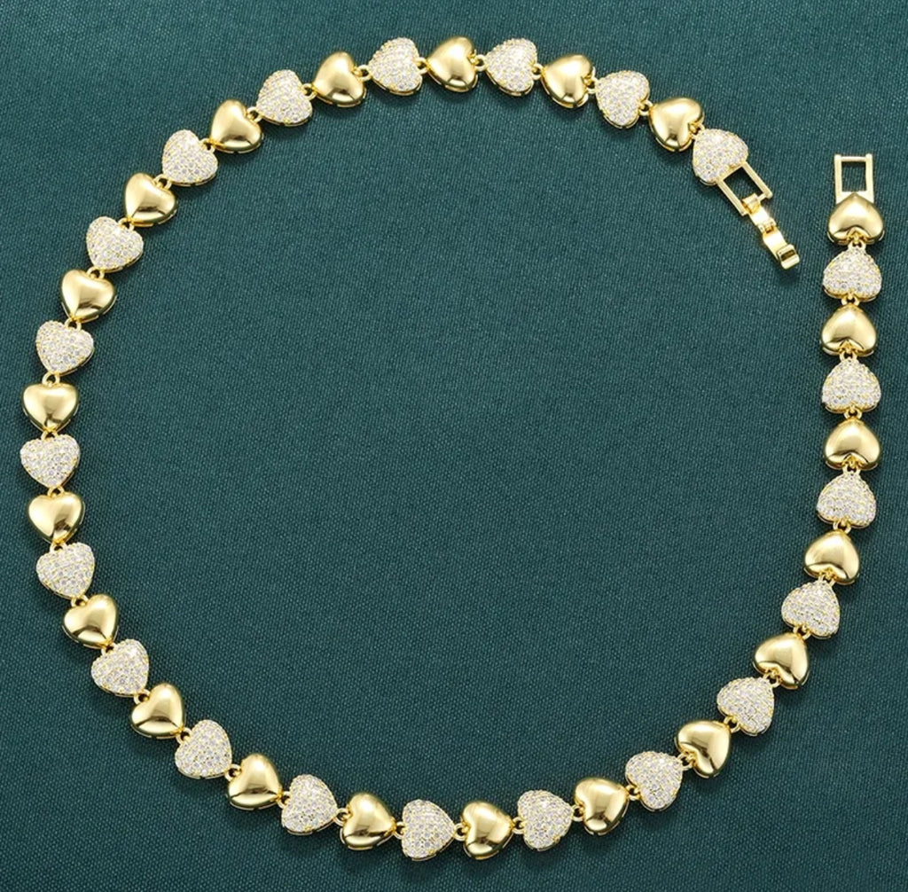 Bubble Heart Shaped Bracelet & Necklace Set